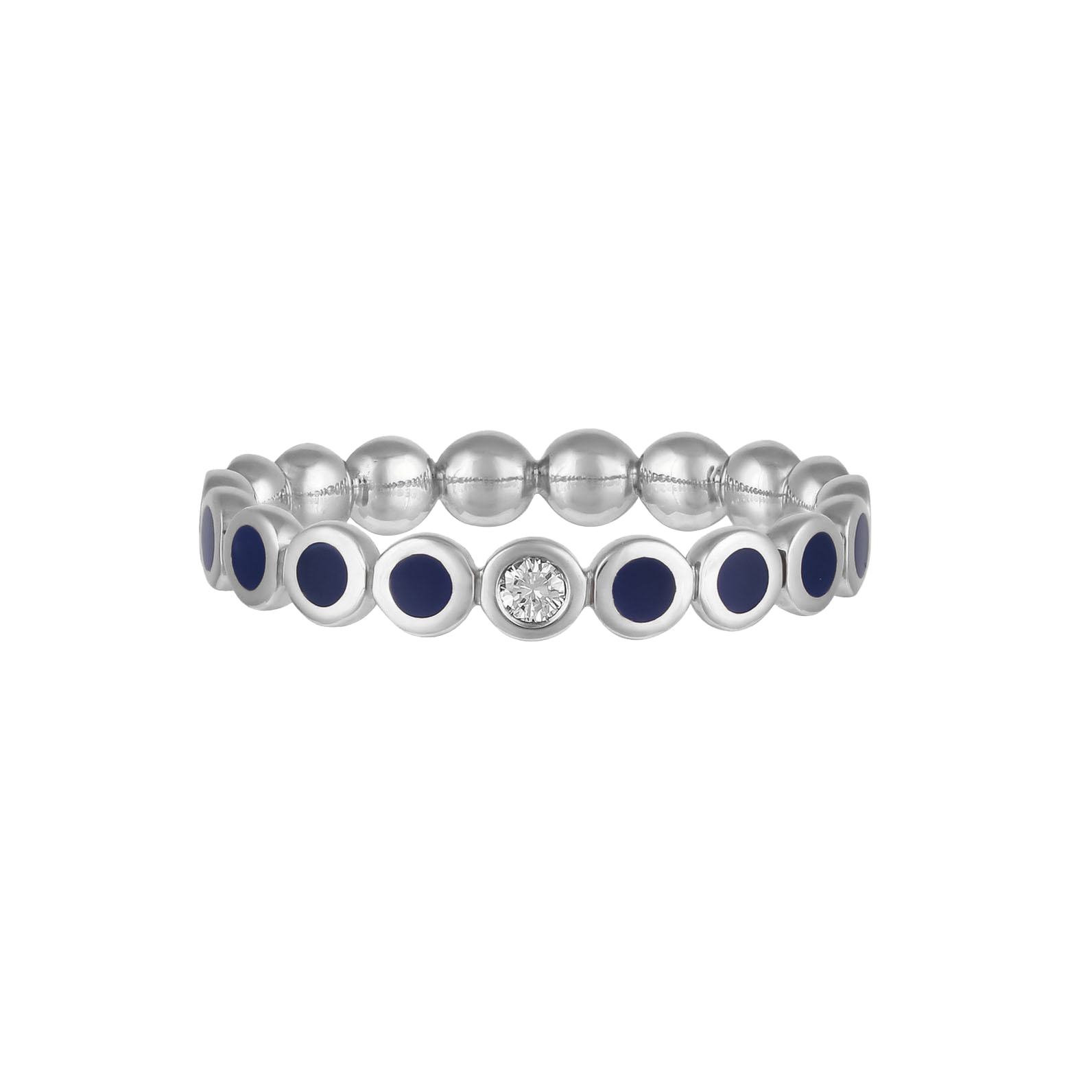 Ring in 18K Rose Gold with VS-G diamonds and blue Enamel